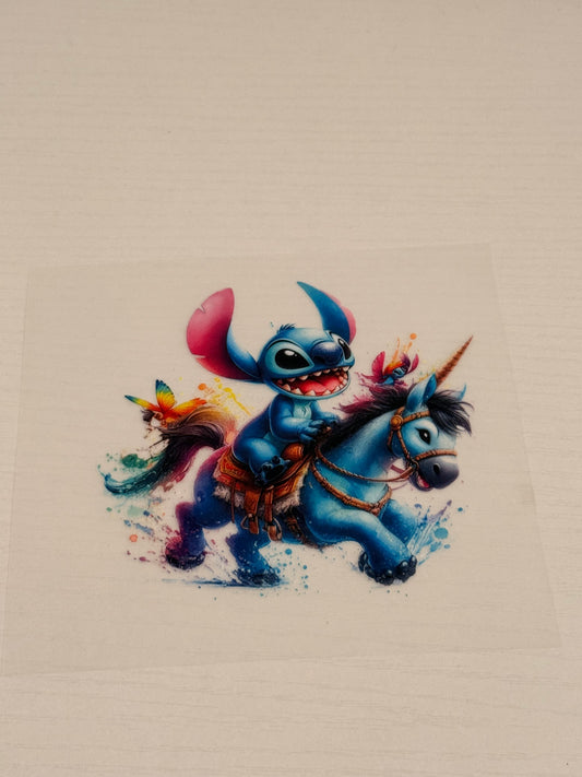 Stitch on unicorn
