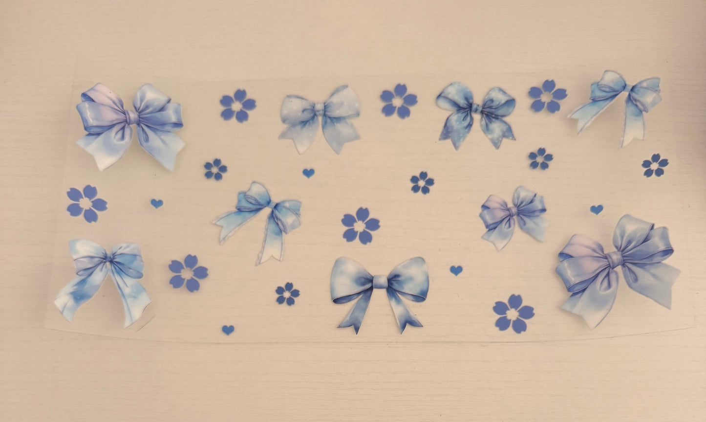 Blue bows with flowers
